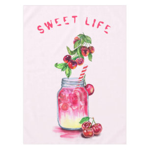 Sweet Cherry Juice Drink Fruits Party Tafelkleed
