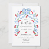 Sweet Cherry & Linten Waterverf Bruiloft Kaart (Voorkant)