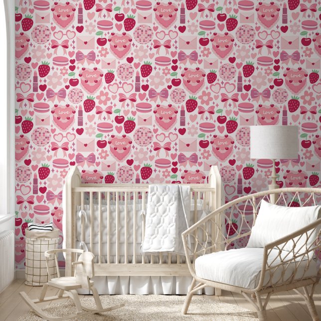 Sweet Cherry Love esthetisch Behang (Kinderen)