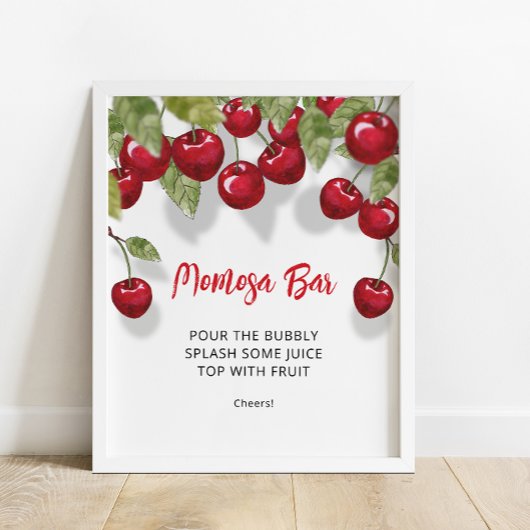 Sweet Cherry Momosa Bar Baby shower Poster