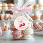 Sweet Cherry op Top Baby shower Girl Ronde Sticker