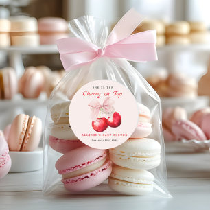 Sweet Cherry op Top Baby shower Girl Ronde Sticker