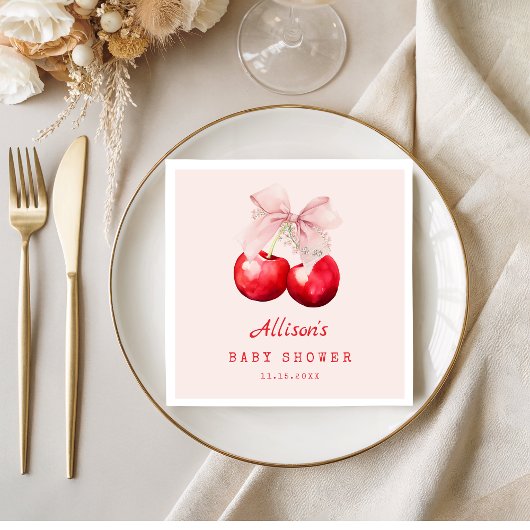 Sweet Cherry op top Baby shower Girl Servet