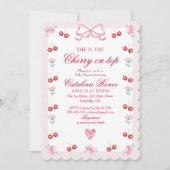 Sweet Cherry op top roze strik rood Kaart (Voorkant)