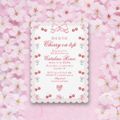 Sweet Cherry op top roze strik rood Kaart