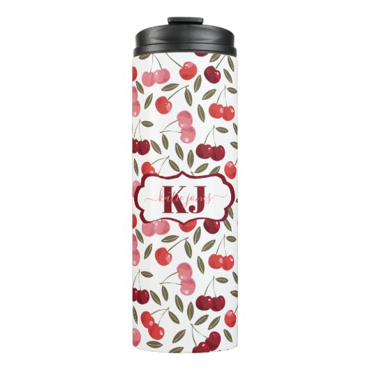 Sweet Cherry Pattern | Monogram Thermosbeker (Voorkant)