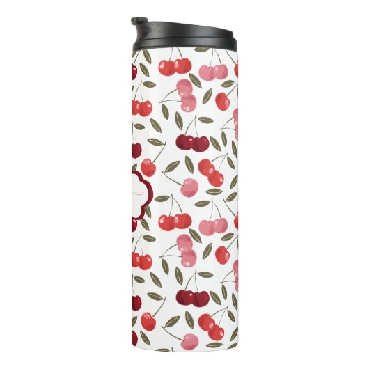 Sweet Cherry Pattern | Monogram Thermosbeker (Geroteerd rechts)