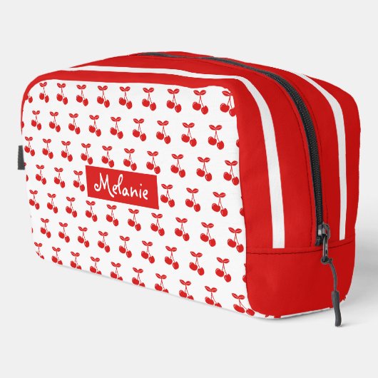 Sweet Cherry Pattern Rood en Wit Gepersonaliseerd Toilettasje (Rechterhoek)