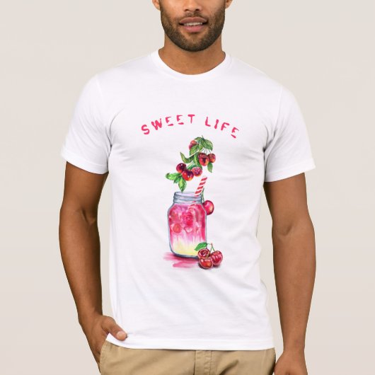 Sweet Cherry T-Shirt Cool Drink - Aangepaste tekst (Voorkant)