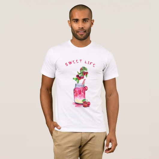 Sweet Cherry T-Shirt Cool Drink - Aangepaste tekst (Voorkant volledig)