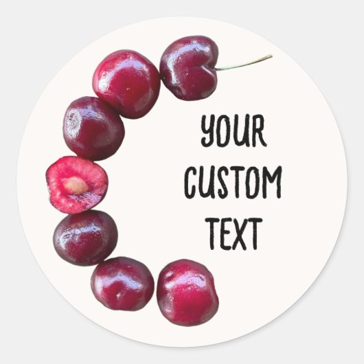 Sweet Cherry - verse rode kersen - vers fruit Ronde Sticker (Voorkant)