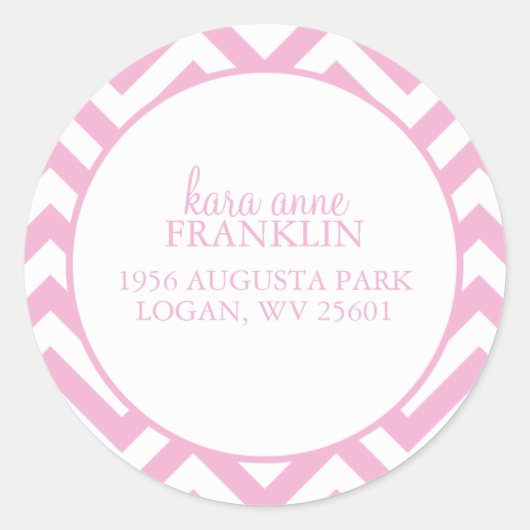 Sweet Chevron gepersonaliseerde ronde Adresetikett Ronde Sticker (Voorkant)