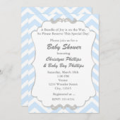 Sweet Chevron Grey & Blue Baby shower Invitation Kaart (Voorkant / Achterkant)