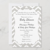 Sweet Chevron White & Grey Baby shower Invitation Kaart (Voorkant)