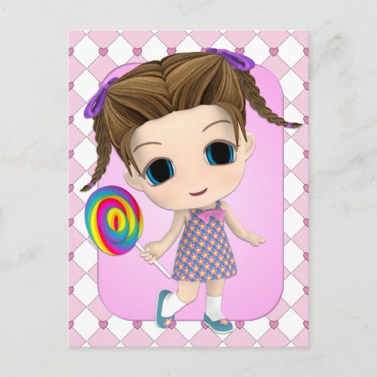 Sweet Chibi Girl Briefkaart (Voorkant)