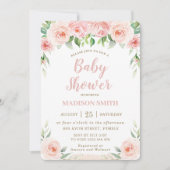 Sweet Chic Blush Pink Floral Greenery Baby shower Kaart (Voorkant)