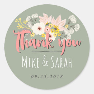 Sweet Chic Spring Flower Bouquet Dank je Sticker