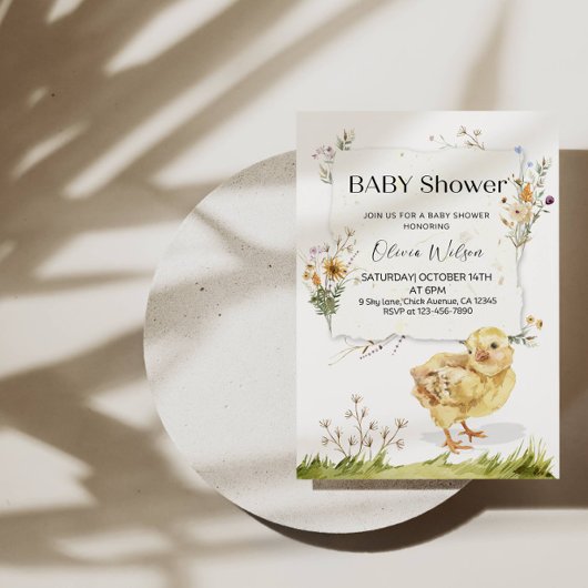 "Sweet Chick Baby shower | Schattig Boerderij-them Kaart