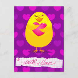 Sweet chick houdt van bericht, briefkaart