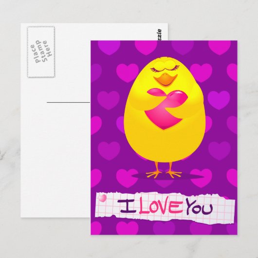 Sweet chick houdt van bericht, briefkaart (Voorkant / Achterkant)