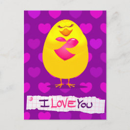 Sweet chick houdt van bericht, briefkaart
