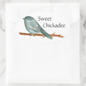 Sweet Chickadee Vogel Waterverf Illustratie Ovale Sticker (Tas)