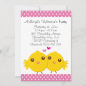 Sweet Chicken in Love Pink Kinder Valentijnse Par Kaart (Voorkant)