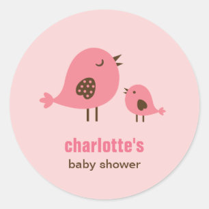 Sweet Chicks Baby shower Favor Sticker - Roze