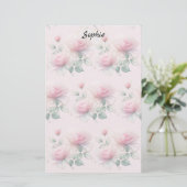 Sweet Chiffon Pink Roses Briefpapier (Staand voorkant)