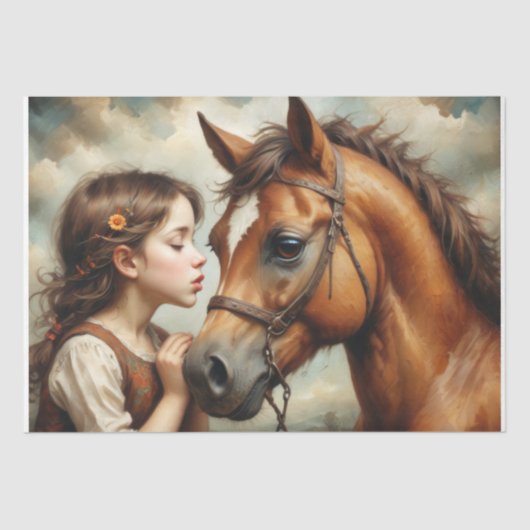 Sweet Child en haar Pony Decoupage Tissuepapier (Voorkant)