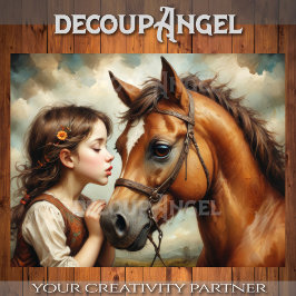 Sweet Child en haar Pony Decoupage Tissuepapier