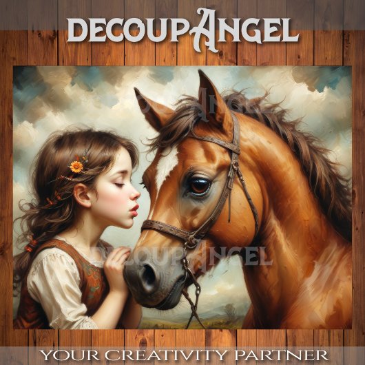 Sweet Child en haar Pony Decoupage Tissuepapier