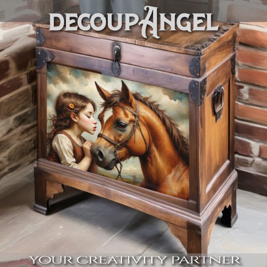 Sweet Child en haar Pony Decoupage Tissuepapier