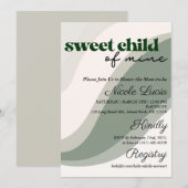 Sweet Child of Mine Green Baby shower Invitation Kaart (Voorkant / Achterkant)