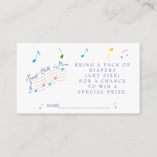 Sweet Child of Mine Muzikale Luier Raffle Informatiekaartje (Voorkant)