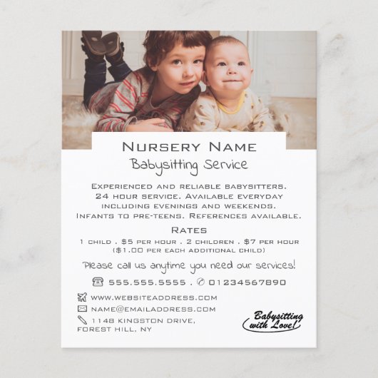 Sweet Children Babysitter, Dagverzorger, Nursery A Flyer (Voorkant)