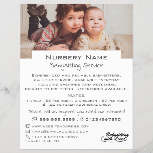 Sweet Children Babysitter, Dagverzorger, Nursery A Flyer (Voorkant)