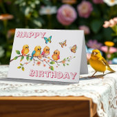 Sweet Chirpy Birds & Butterflies Verjaardag Kaart