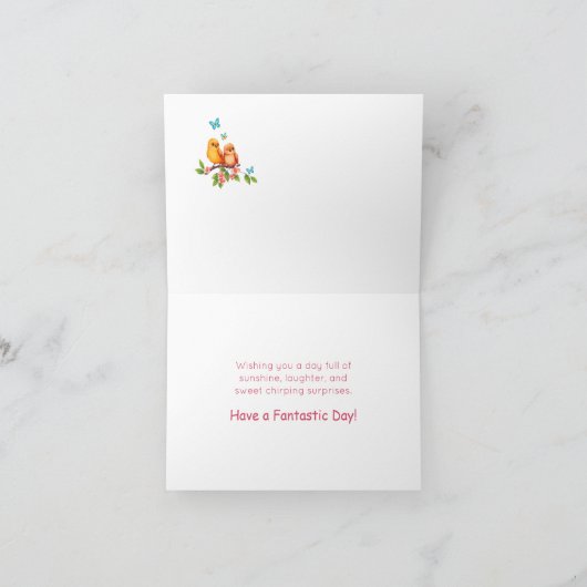 Sweet Chirpy Birds & Butterflies Verjaardag Kaart (Binnen)