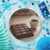 Sweet Chocolate Bar And Coffee Cup Custom Papieren Bordje (Feest)