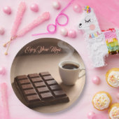 Sweet Chocolate Bar And Coffee Cup Custom Papieren Bordje (Feest)