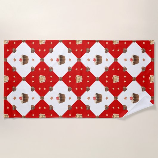 Sweet Chocolate-behandelingen Moderne kerstWaterve Strandlaken (Voorkant)