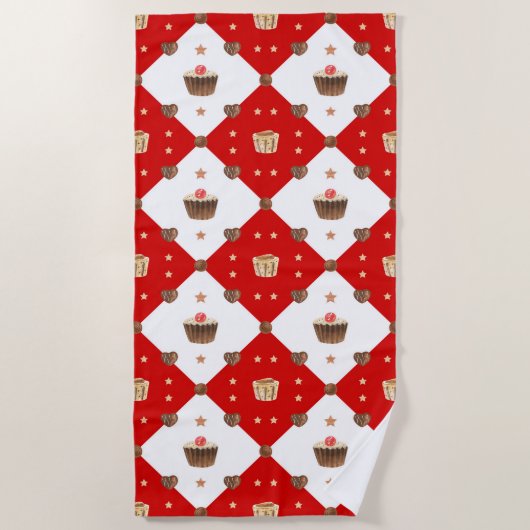 Sweet Chocolate-behandelingen Moderne kerstWaterve Strandlaken (Voorkant)