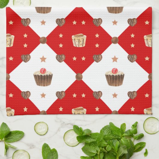 Sweet Chocolate-behandelingen Moderne kerstWaterve Theedoek (Gevouwen)