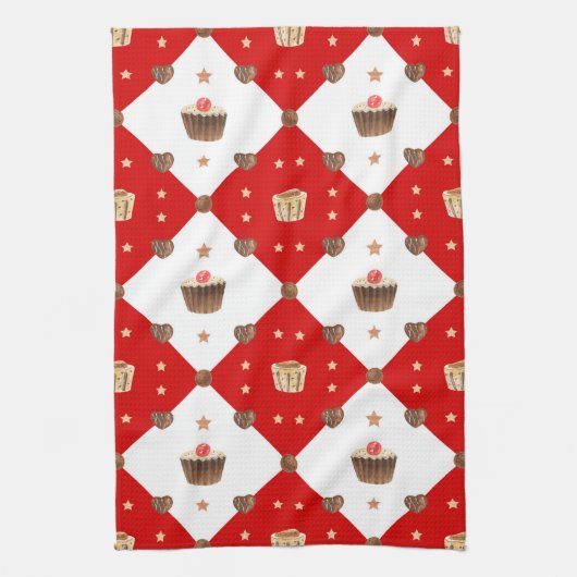 Sweet Chocolate-behandelingen Moderne kerstWaterve Theedoek (Verticaal)