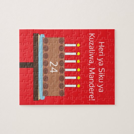 Sweet, Chocolate Birthday Cake - Swahili: Red Legpuzzel (Horizontaal)