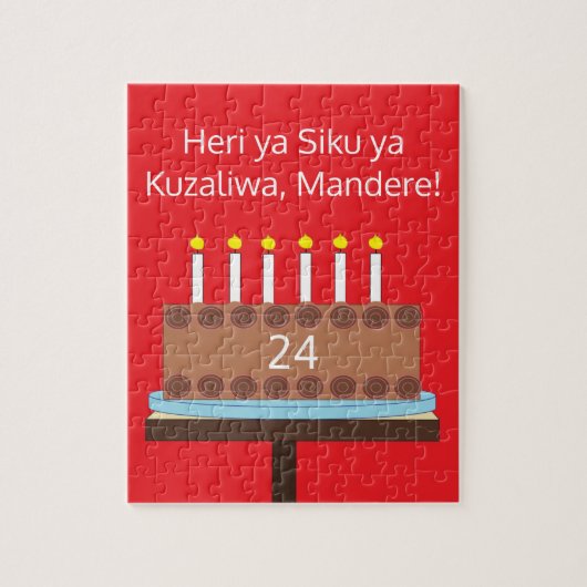 Sweet, Chocolate Birthday Cake - Swahili: Red Legpuzzel (Verticaal)