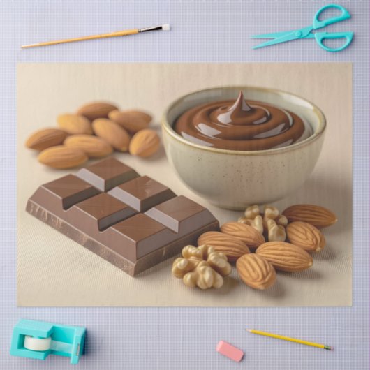Sweet Chocolate, Chocolate Paste Bowl And Raw Nuts Tissuepapier (Craft)