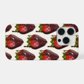 Sweet Chocolate Covered Strawberry Pattern Cream iPhone Hoesje (Achterkant horizontaal)