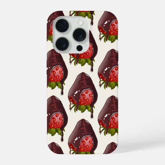 Sweet Chocolate Covered Strawberry Pattern Cream iPhone Hoesje (Achterkant)